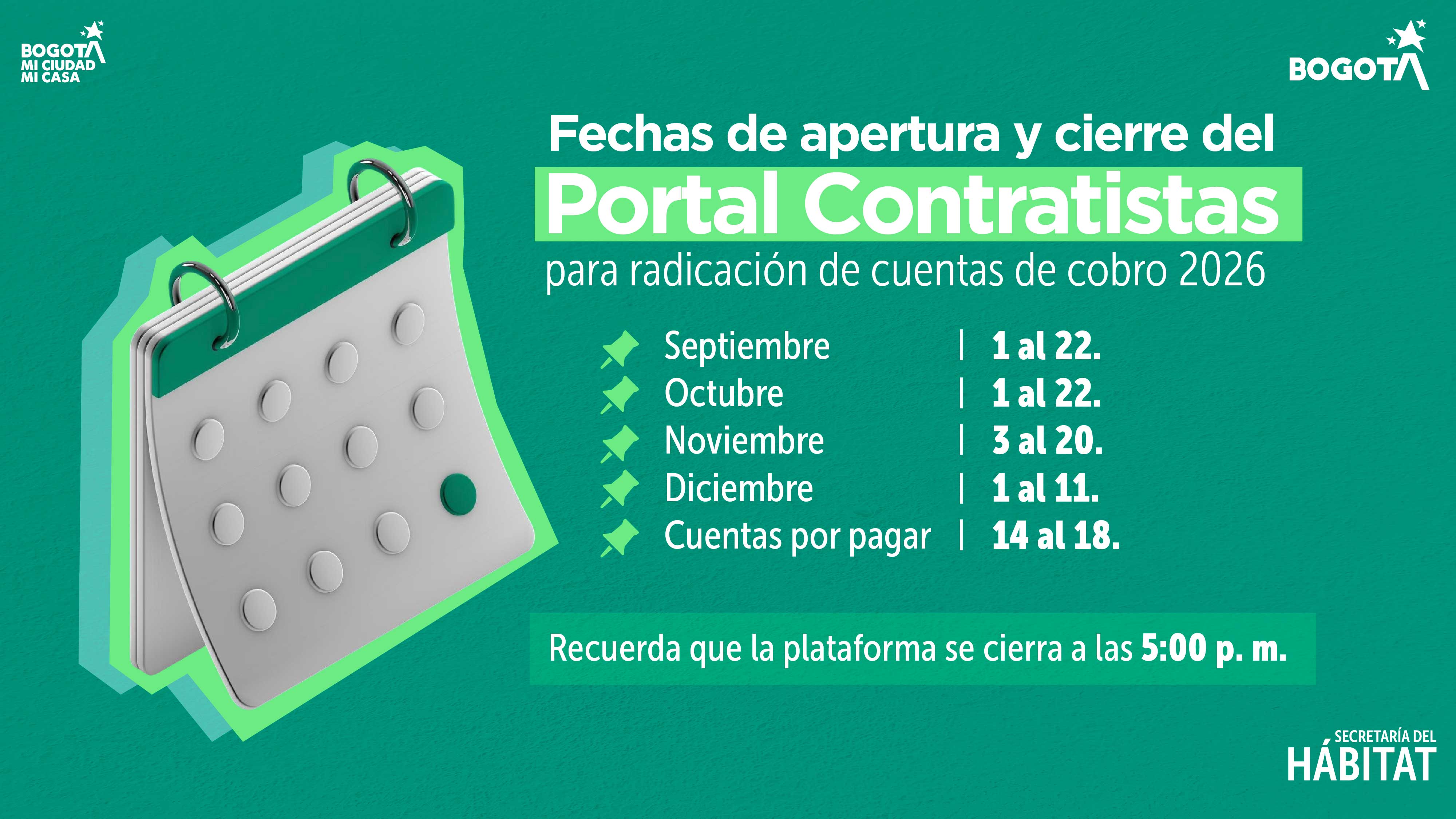 Fechas cuentas de cobro