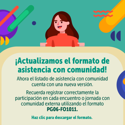 Actualización del formato de asistencia a actividades con comunidad